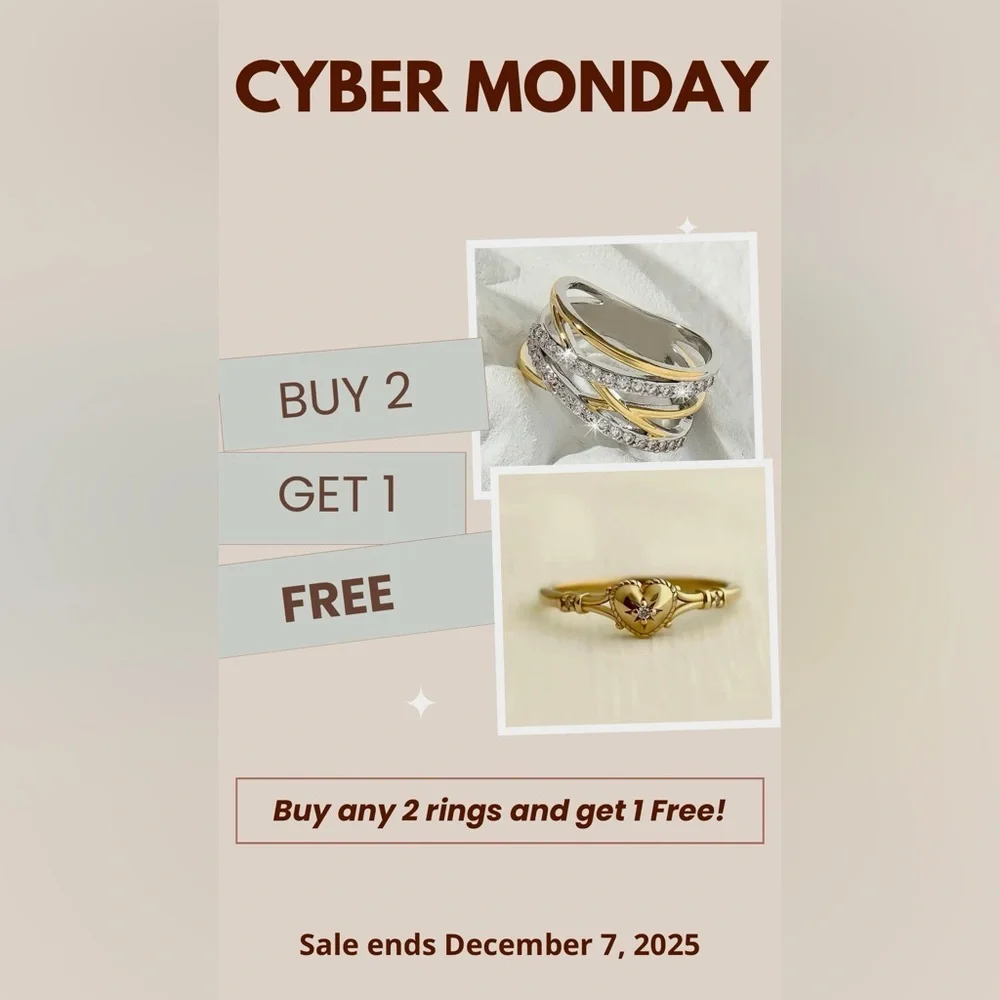 18K Gold Plated Crossover Ring Size 7 - Picture 2 of 4